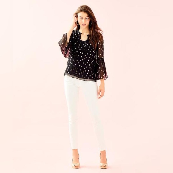 Lilly Pulitzer NWT Amory Top Onyx Starry Clip Size XXS - Picture 8 of 11